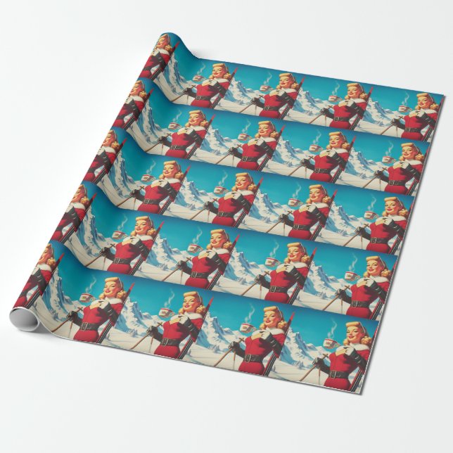 Vintage-Wintermädchen Geschenkpapier (Ungerollt)