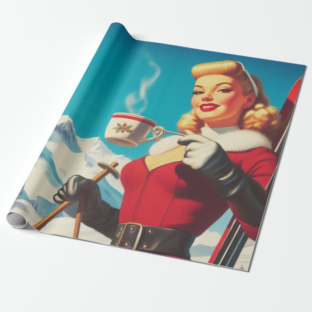 Vintage-Wintermädchen Geschenkpapier (Ungerollt)