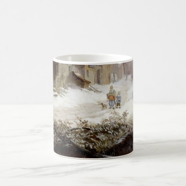 Vintage Wintermühle-Schneelandschaft Kaffeetasse (Mittel)