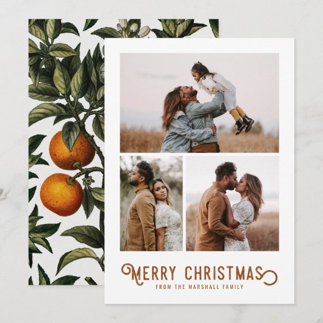 Vintage Winterorange 3 FotoCollage Weihnachten (Vorne/Hinten)
