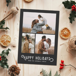 Vintage Winterorangen 3 FotoCollage Feiertagskarte