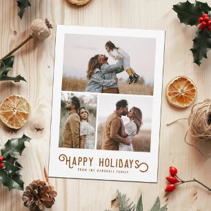 Vintage Winterorangen 3 FotoCollage Feiertagskarte