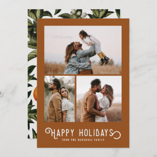 Vintage Winterorangen 3 FotoCollage Feiertagskarte