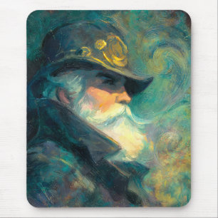 Vintage-Winterporträt eines alten Mannes Mousepad