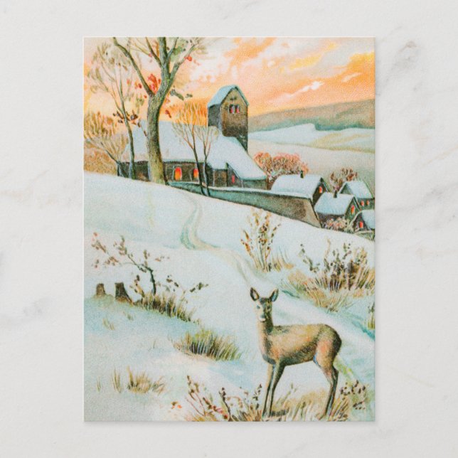 Vintage Winterpostkarte Postkarte (Vorderseite)