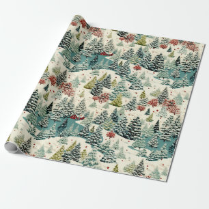 Vintage Winter's Haven Schneelandschaft 2 Geschenkpapier