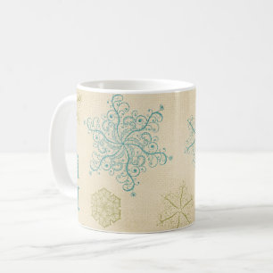 Vintage Winterschneeflocke rustikale Creme aquamar Kaffeetasse