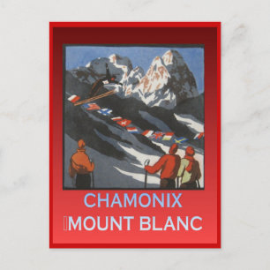 Vintage Wintersport, Ski Chamonix, Mont Blanc Postkarte