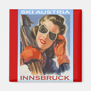Vintage Wintersport, Ski Österreich, Innsbruck Magnet