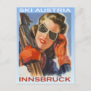 Vintage Wintersport, Ski Österreich, Innsbruck Postkarte