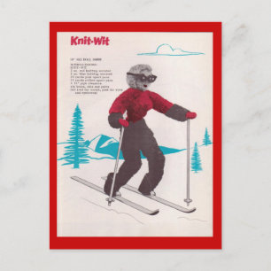 Vintage Wintersport, Ski Strickweste Postkarte