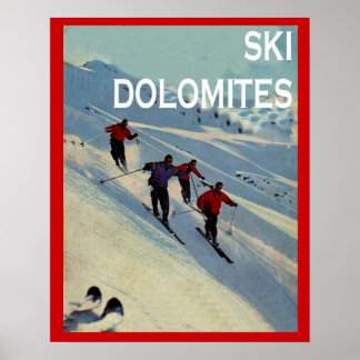 Vintage Wintersport Skifahren Italien, Dolomiten Poster