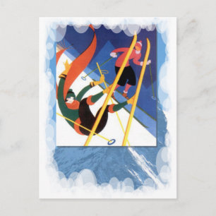 Vintage Wintersportarten - Einen Sprung hinnehmen Postkarte