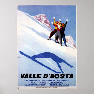 Vintage Wintersportarten Italienische Alpen Poster
