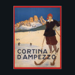 Vintage Wintersportarten, Ski Cortina d'Ampezzo, Postkarte<br><div class="desc">Vintager Wintersport,  Ski Cortina d'Ampezzo,  Italien</div>