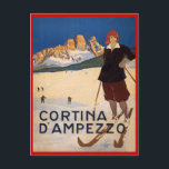 Vintage Wintersportarten, Ski Cortina d'Ampezzo, Postkarte<br><div class="desc">Vintager Wintersport,  Ski Cortina d'Ampezzo,  Italien</div>