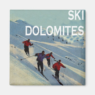 Vintage Wintersportarten, Ski Italien, Dolomiten Magnet