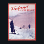 Vintage Wintersportarten, Skifinnland Postkarte<br><div class="desc">Vintage Wintersportarten,  Skifinnland</div>