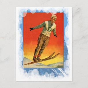 Vintage Wintersportarten - Skijumper Postkarte