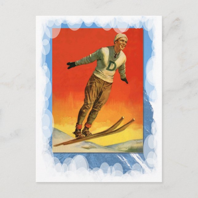 Vintage Wintersportarten - Skijumper Postkarte (Vorderseite)