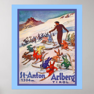 Vintage-Wintersportposter Poster