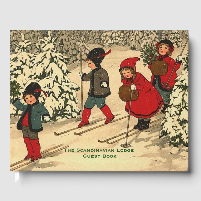 Vintage Winterszene Gästebuch (Vorderseite)