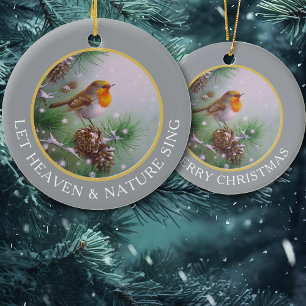 Vintage Wintervogel - Lass die Natur singen Keramik Ornament