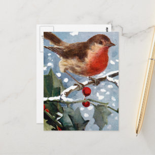Vintage Wintervogel Postkarte