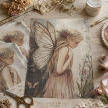 Vintage Winterwaldfee mit Stechpalme und Beeren
