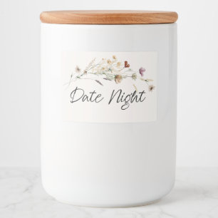 Vintage winzige Blumenblüten Datum Night Jar Lebensmitteletikett