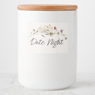 Vintage winzige florale Blüten Date Night Glas Lebensmitteletikett