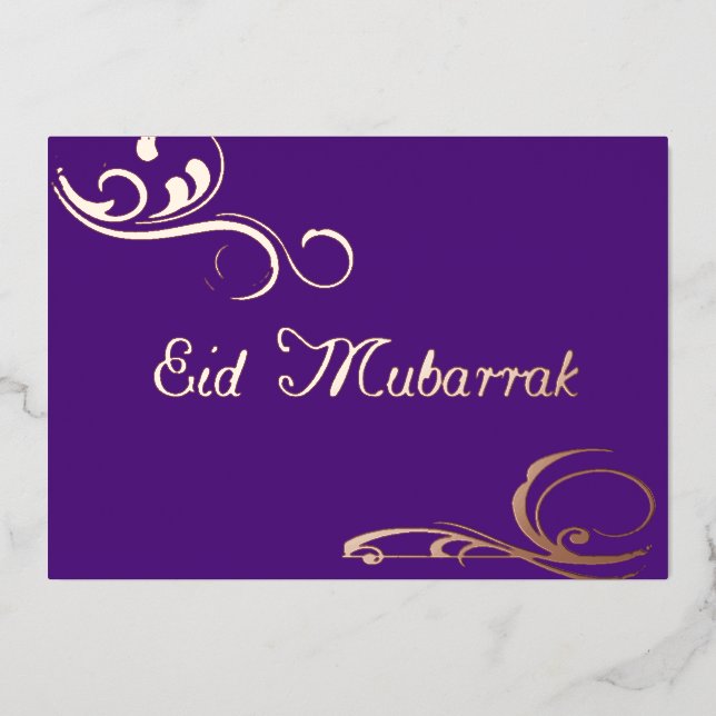 Vintage Wirbel - Eid Mubarak no2 Foil Einladung (Vorderseite)