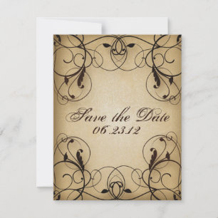 Vintage Wirbel mit Blumenbezug Save the Date