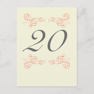 Vintage Wirbel, Orange, Gray Wedding Tischnummer