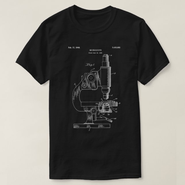 Vintage Wissenschaft Mikroskop Blaupause  Wissensc T-Shirt (Design vorne)