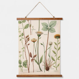 Vintage wissenschaftliche botanische Illustrations Wandteppich Mit Holzrahmen