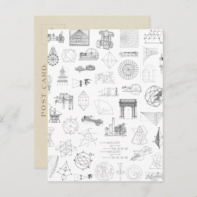 Vintage wissenschaftliche Illustrationen Schwarz-w Postkarte (Vorne/Hinten)