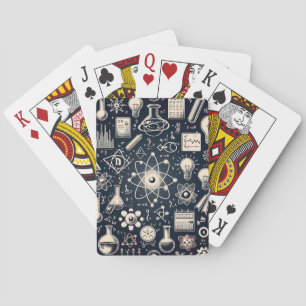 Vintage-Wissenschaftsmuster – Atom- und Chemie-Ill Spielkarten