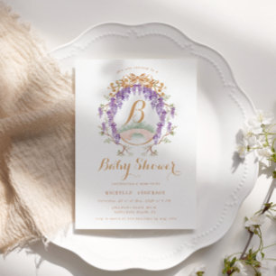 Vintage-Wisteria-Blumen-Regency-Baby-Party Einladung