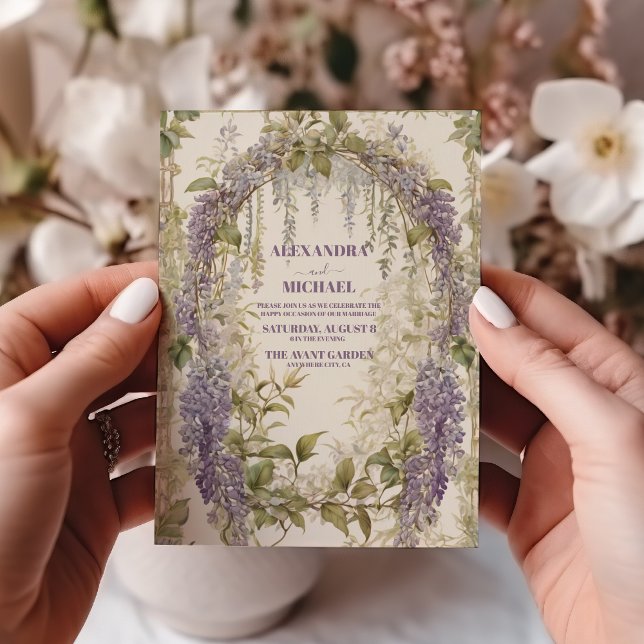 Vintage Wisteria Florale Jugendstil Hochzeit Einladung (Von Creator hochgeladen)