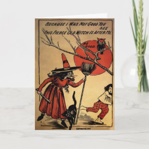 Vintage Witch Halloween Card Feiertagskarte
