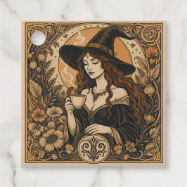 Vintage Witch Tea Time Geschenkanhänger