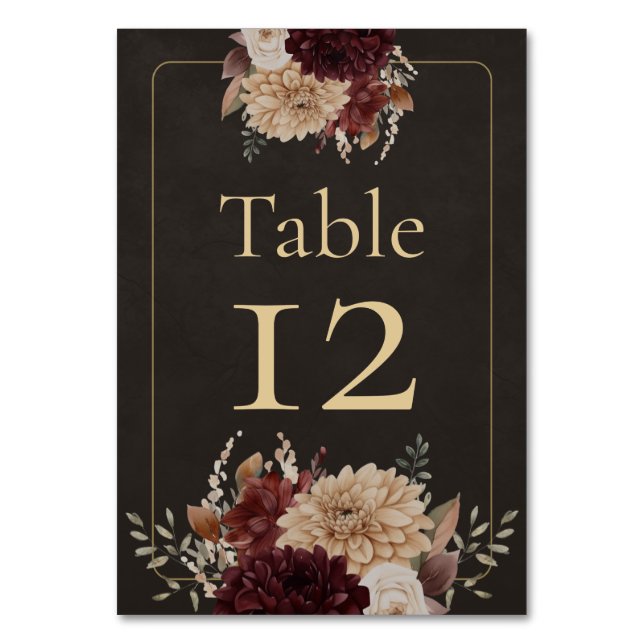 Vintage Witchy Floral Wedding Table Number Tischnummer (Vorderseite)