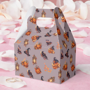 Vintage Witchy Halloween Pumpkins & Ravens Pattern Geschenkschachtel