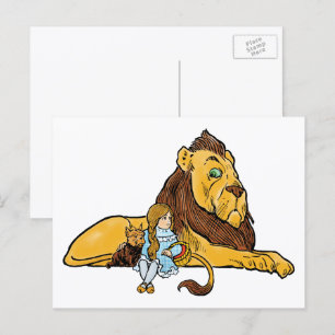 Vintage Wizard of Oz, Dorothy and Toto with Lion Postkarte