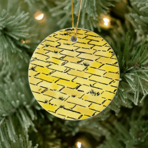 Vintage Wizard of Oz Gelbe Ziegelstraße von Denslo Keramik Ornament