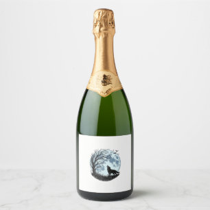 Vintage-Wolf-Heulender-Mond-Baum-Silhouette-Design