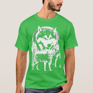 Vintage Wolf Pack 90er y2k Epischer Mond Schwarz T-Shirt