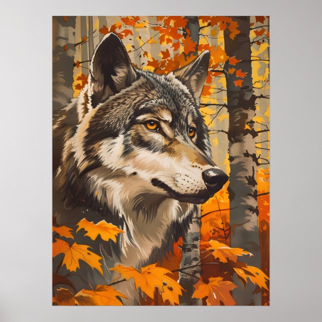 Vintage Wolf Portrait Poster (Vorne)