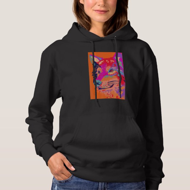 Vintage Wolf  Wolves Animal Owner  Graphic Polygon Hoodie (Vorderseite)